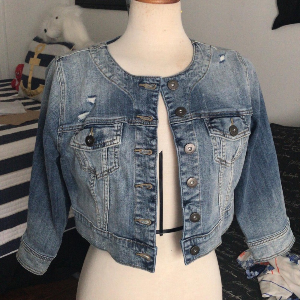 Denim crop jacket size 00